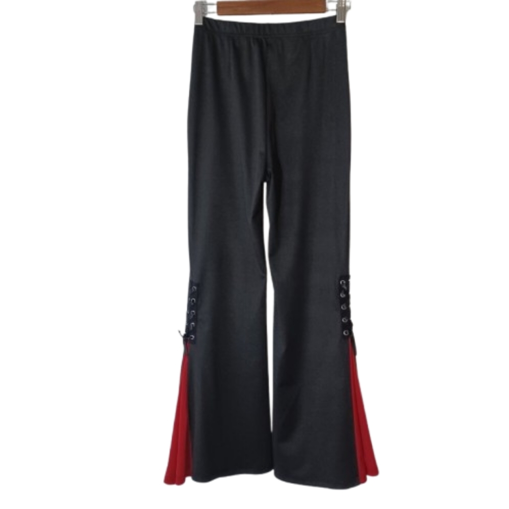 Fashion Palazzo Black Corset Pirate Renaissance Flare Stretch Pants Size Small